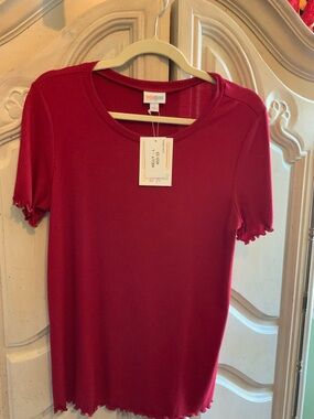 LuLaRoe Ribbed Short Sleeve Tee - Deep Red